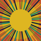 Sun 2 - Mid Mod Multicolor Sunburst on Orange Coffee Mug Gallery Image 2