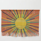 Sun 2 - Mid Mod Multicolor Sunburst on Orange Wall Hanging Gallery Image 1