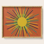 Sun 2 - Mid Mod Multicolor Sunburst on Orange Serving Tray Gallery Image 1