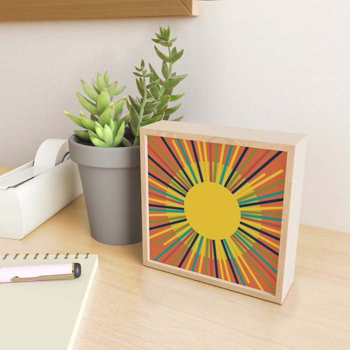 Sun 2 - Mid Mod Multicolor Sunburst on Orange Mini Art Print Gallery Image 2