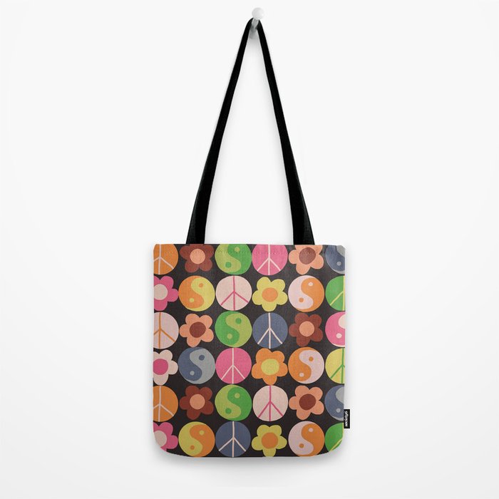 Flower power black Tote Bag Gallery Image 2
