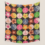 Flower power black Wall Tapestry Gallery Image 4