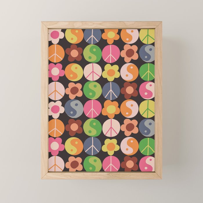Flower power black Mini Art Print Gallery Image 1
