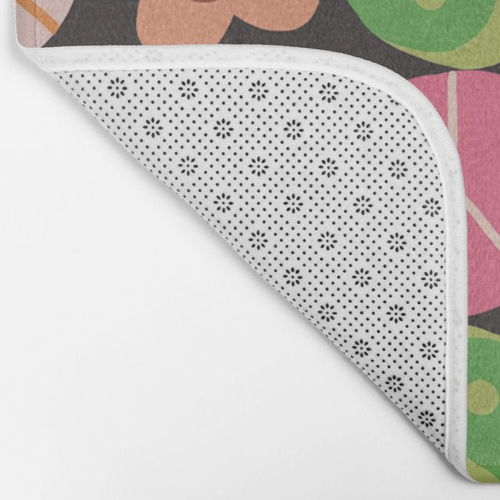 Flower power black Bath Mat Gallery Image 2