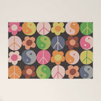 Flower power black Welcome Mat Gallery Image 1