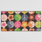 Flower power black Desk Mat Gallery Image 3