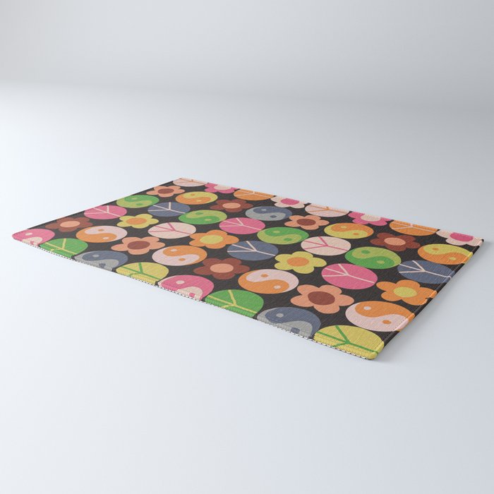 Flower power black Rug Gallery Image 3