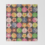 Flower power black Throw Blanket Gallery Image 2
