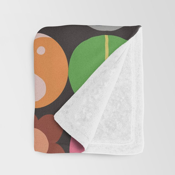 Flower power black Throw Blanket Gallery Image 3
