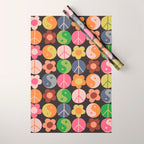 Flower power black Wrapping Paper Gallery Image 1