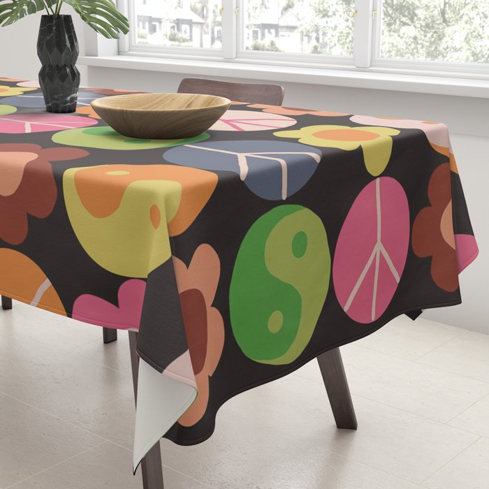 Flower power black Tablecloth Gallery Image 3