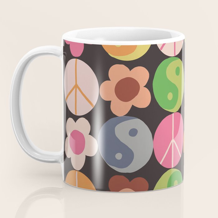 Flower power black Coffee Mug Gallery Image 3
