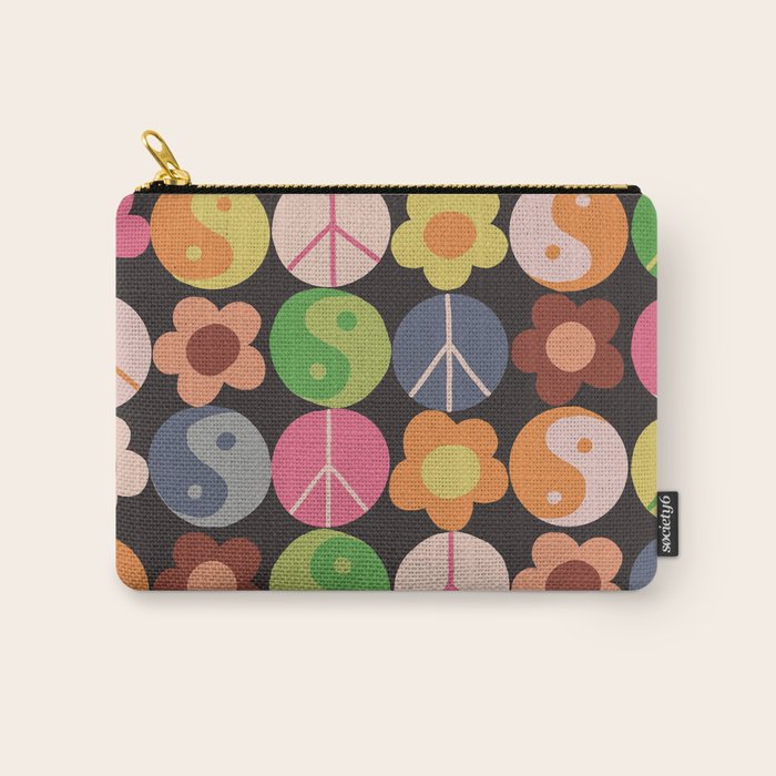 Flower power black Carry All Pouch Gallery Image 1