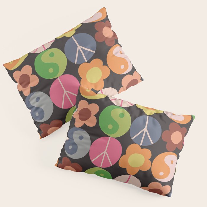 Flower power black Pillow Sham Gallery Image 3