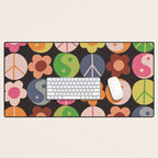 Flower power black Desk Mat Gallery Image 1