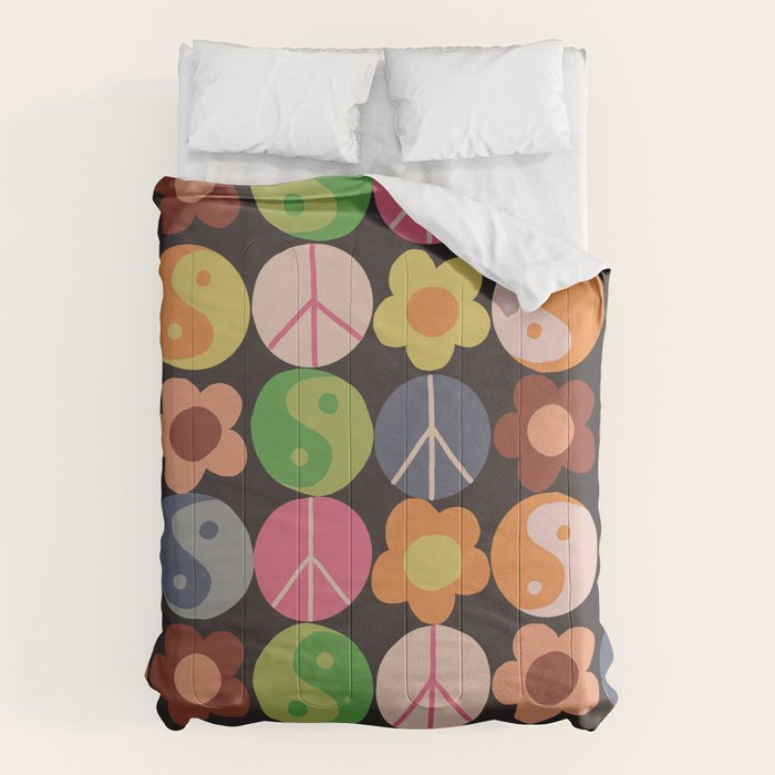 Flower power black Comforter Gallery Image 1