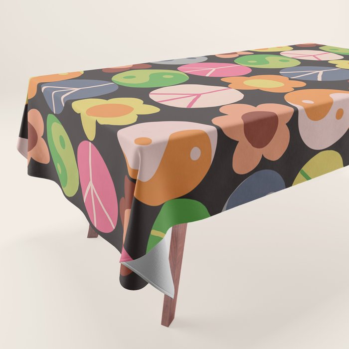 Flower power black Tablecloth Gallery Image 1