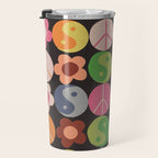 Flower power black Travel Mug Gallery Image 3