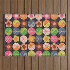 Flower power black Outdoor Rug Gallery Image 1