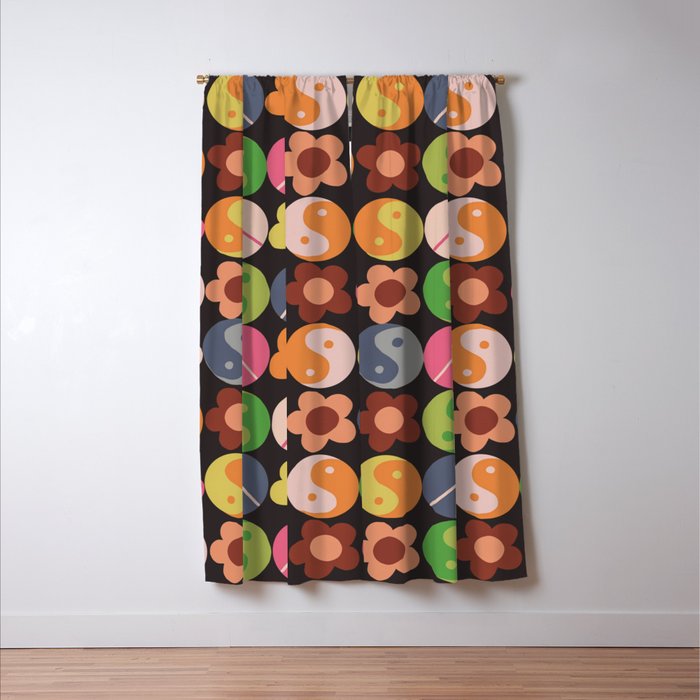 Flower power black Window Curtain Gallery Image 3