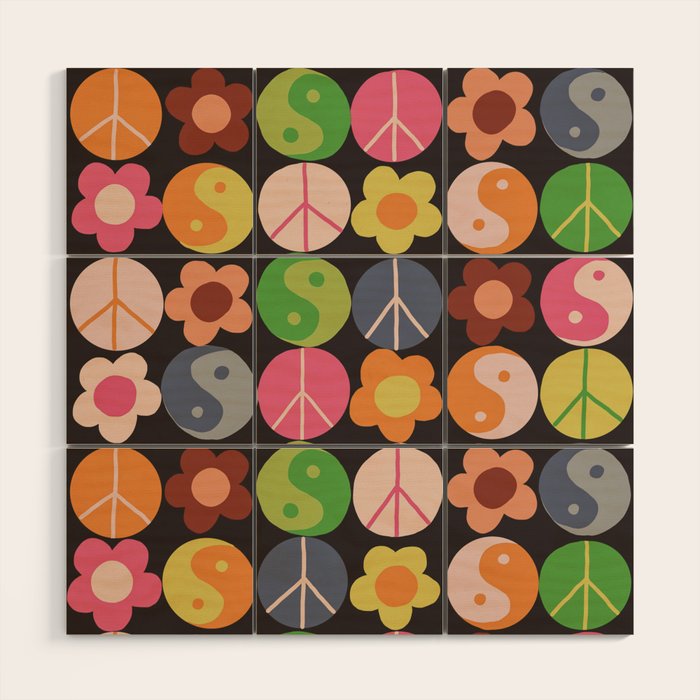 Flower power black Wood Wall Art Gallery Image 1