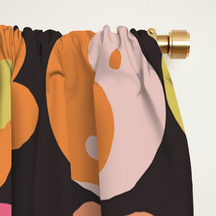 Flower power black Window Curtain Gallery Image 2