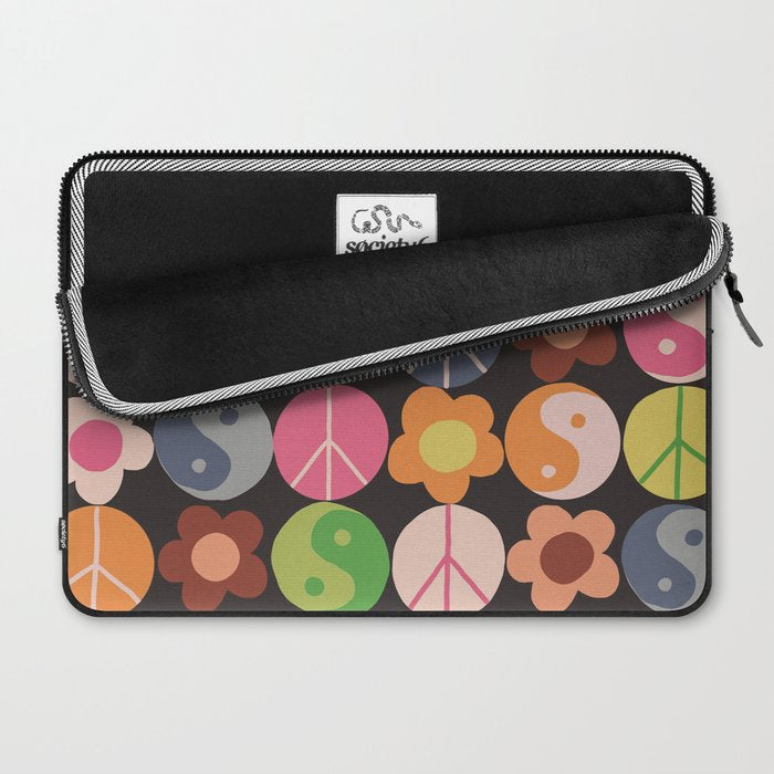 Flower power black Laptop Sleeve Gallery Image 2