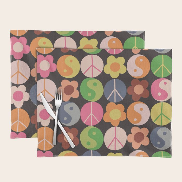 Flower power black Placemat Gallery Image 1