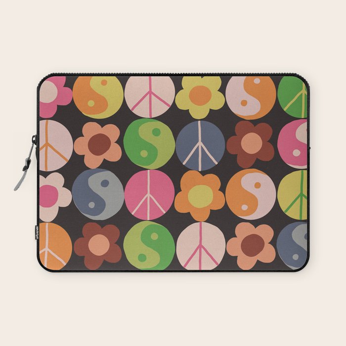 Flower power black Laptop Sleeve Gallery Image 1