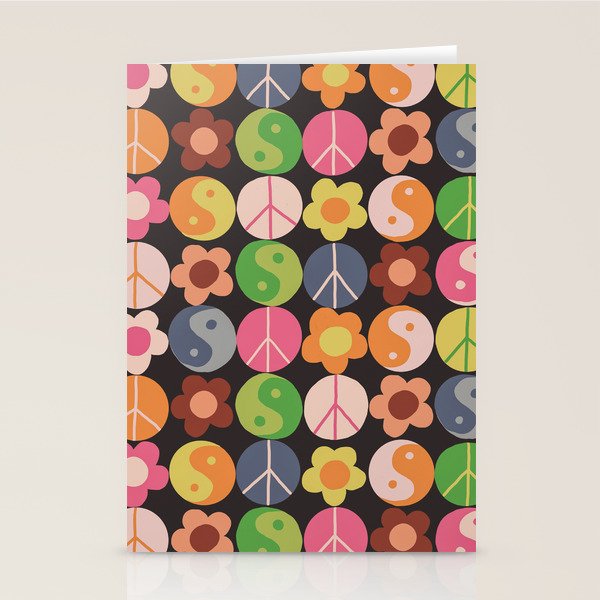 Flower power black Stationery Card Gallery Image 1