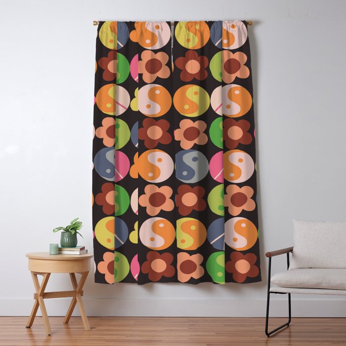 Flower power black Window Curtain Gallery Image 5