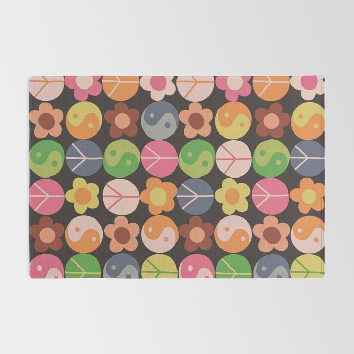 Flower power black Rug Gallery Image 2