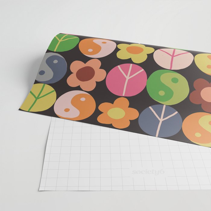 Flower power black Wrapping Paper Gallery Image 2