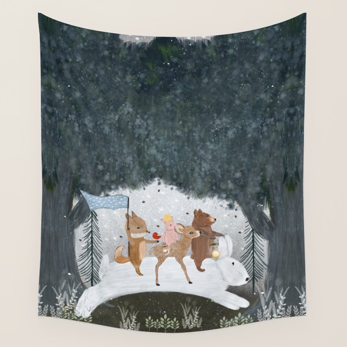 the winter bunny Wall Tapestry Gallery Image 4