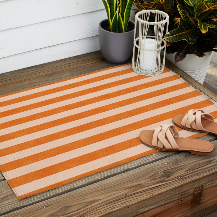 STRIPES 001 D - Pumpkin Outdoor Rug Gallery Image 2