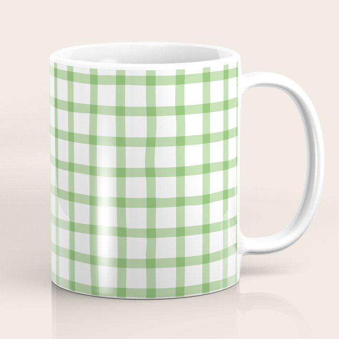 Green geometric plaid gingham pattern Coffee Mug Gallery Image 1