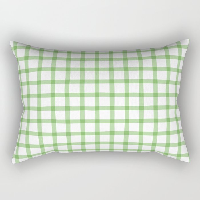 Green geometric plaid gingham pattern Rectangular Pillow Gallery Image 1