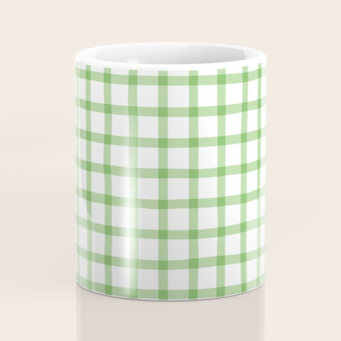 Green geometric plaid gingham pattern Coffee Mug Gallery Image 4