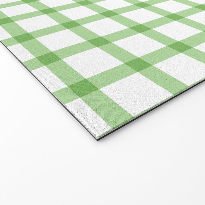 Green geometric plaid gingham pattern Welcome Mat Gallery Image 2