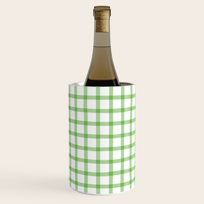 Green geometric plaid gingham pattern Wine Chiller Gallery Image 1