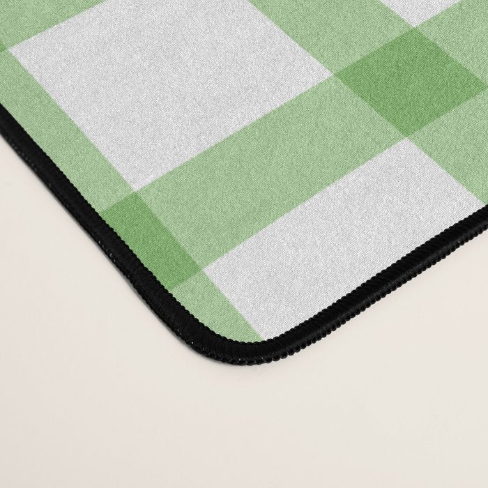 Green geometric plaid gingham pattern Desk Mat Gallery Image 4