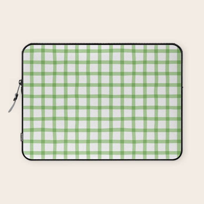 Green geometric plaid gingham pattern Laptop Sleeve Gallery Image 1