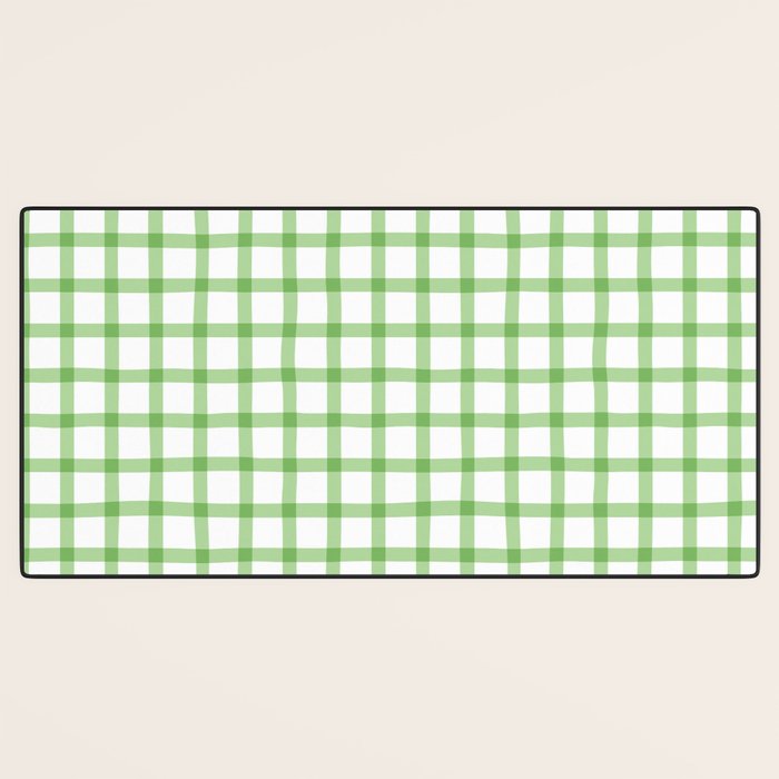 Green geometric plaid gingham pattern Desk Mat Gallery Image 3