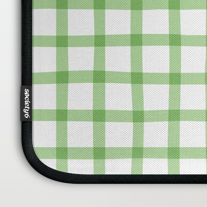 Green geometric plaid gingham pattern Laptop Sleeve Gallery Image 3