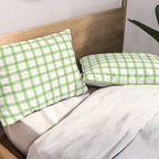 Green geometric plaid gingham pattern Pillow Sham Gallery Image 2