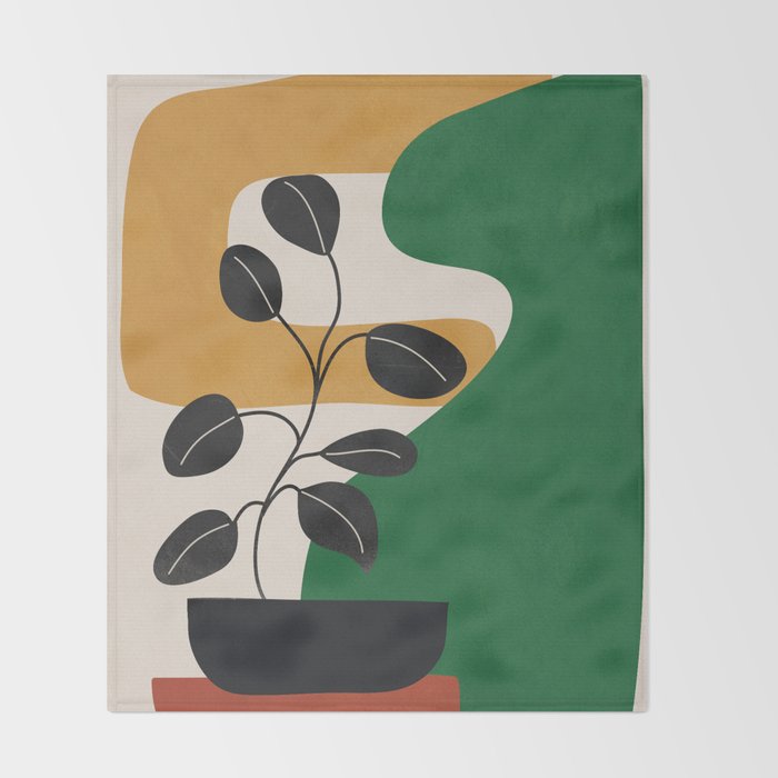 Modern Abstract Minimal Shapes Branches Art 4 Throw Blanket Gallery Image 2