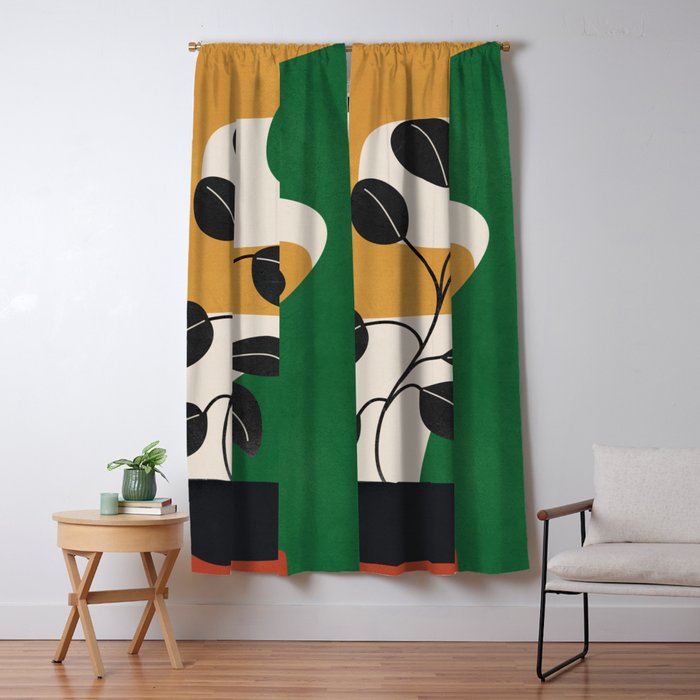 Modern Abstract Minimal Shapes Branches Art 4 Window Curtain Gallery Image 1