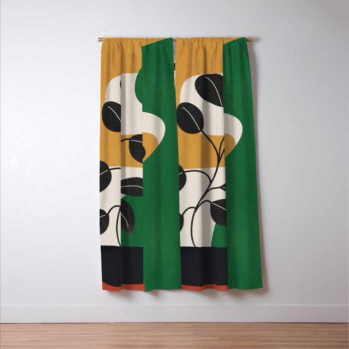 Modern Abstract Minimal Shapes Branches Art 4 Window Curtain Gallery Image 3