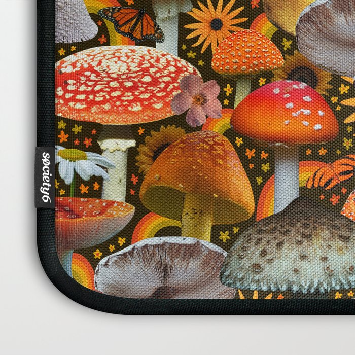 Mushroom Collage Print in Green Laptop Sleeve Gallery Image 3