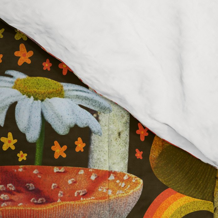 Mushroom Collage Print in Green Comforter Gallery Image 4